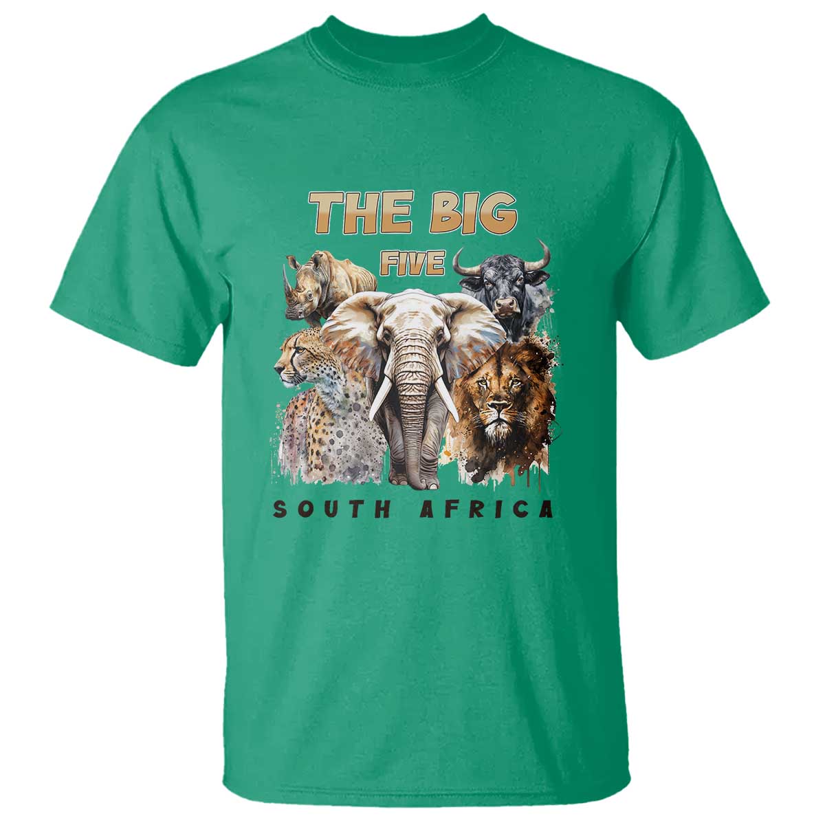The Big Five South Africa T Shirt Elephant Lion Rhino Buffalo Leopard Animals Safari Wildlife