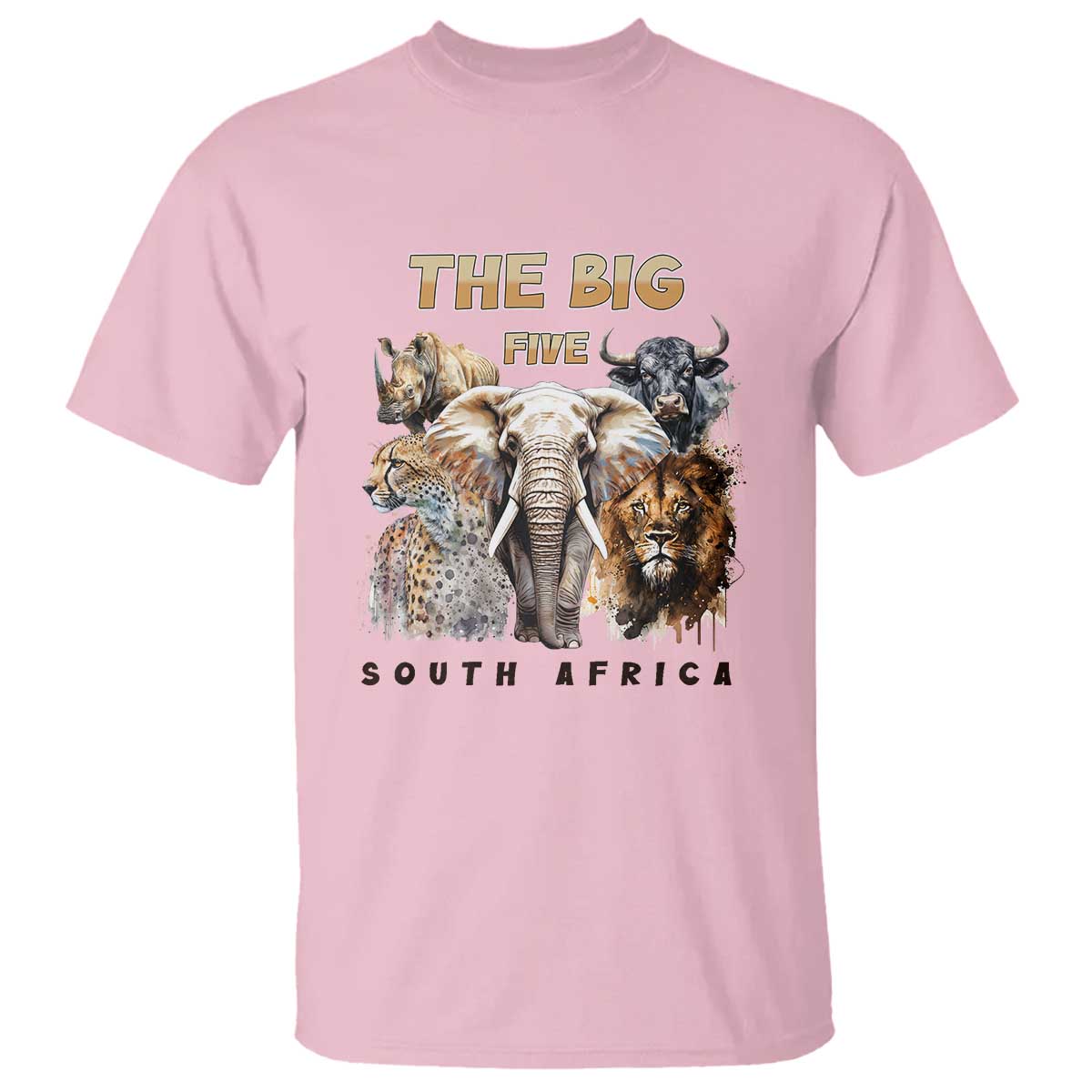 The Big Five South Africa T Shirt Elephant Lion Rhino Buffalo Leopard Animals Safari Wildlife