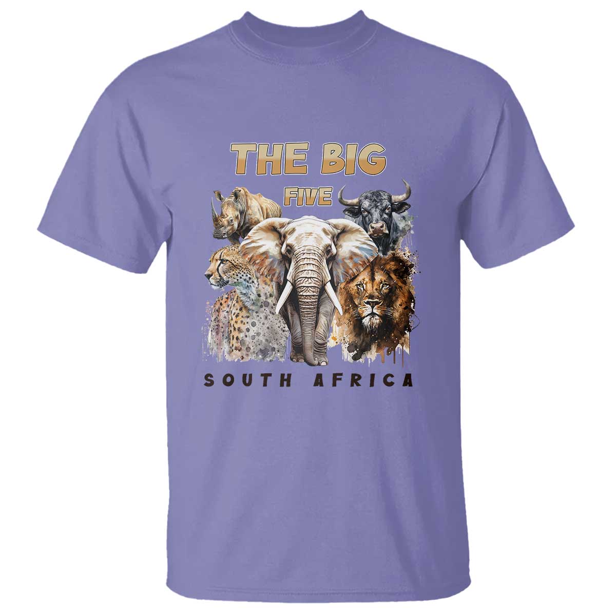 The Big Five South Africa T Shirt Elephant Lion Rhino Buffalo Leopard Animals Safari Wildlife