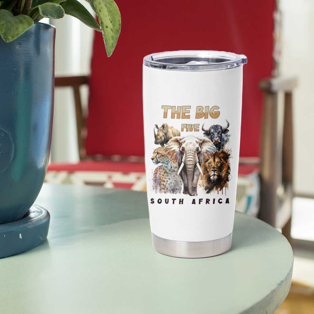 The Big Five South Africa Tumbler Cup Elephant Lion Rhino Buffalo Leopard Animals Safari Wildlife