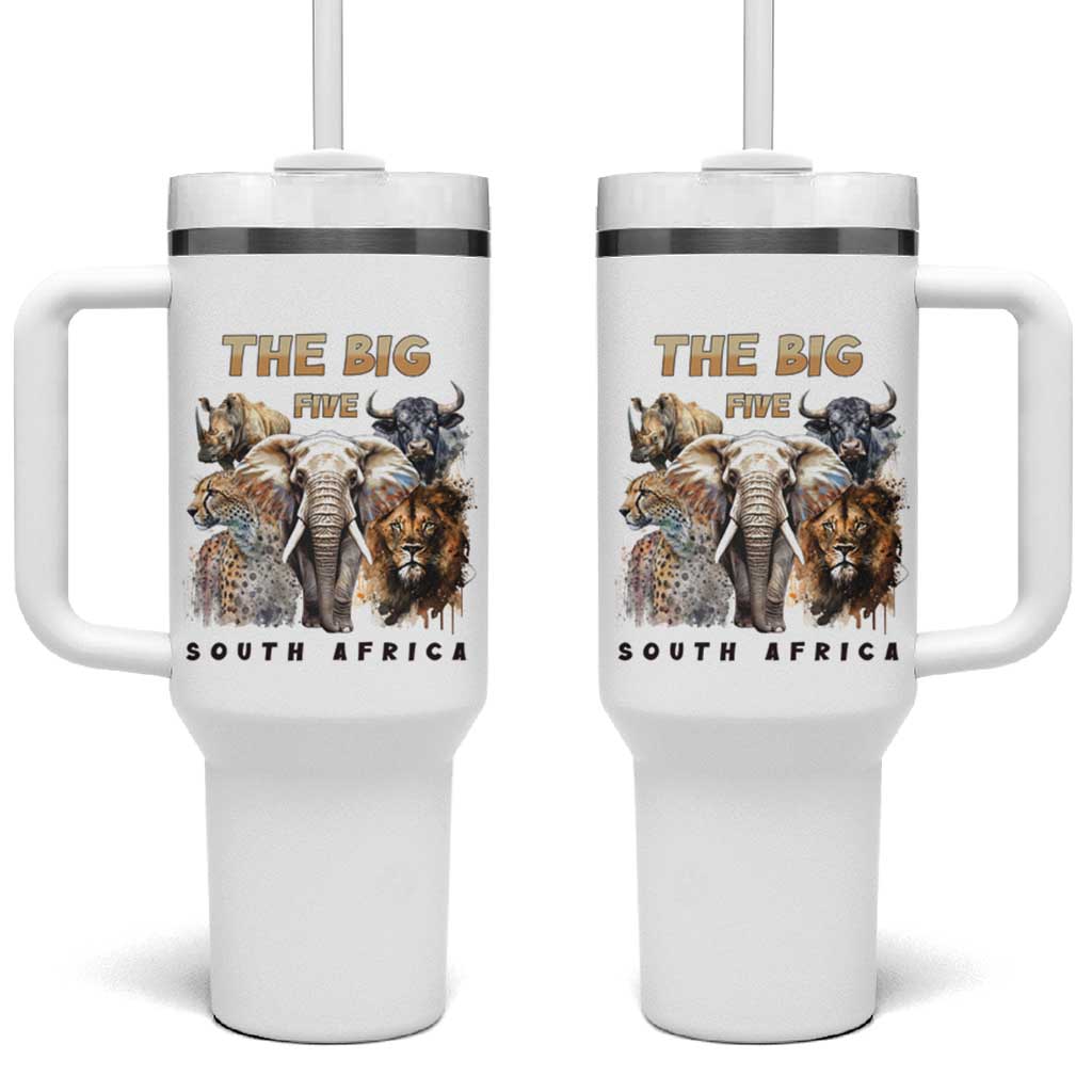 The Big Five South Africa Tumbler With Handle Elephant Lion Rhino Buffalo Leopard Animals Safari Wildlife