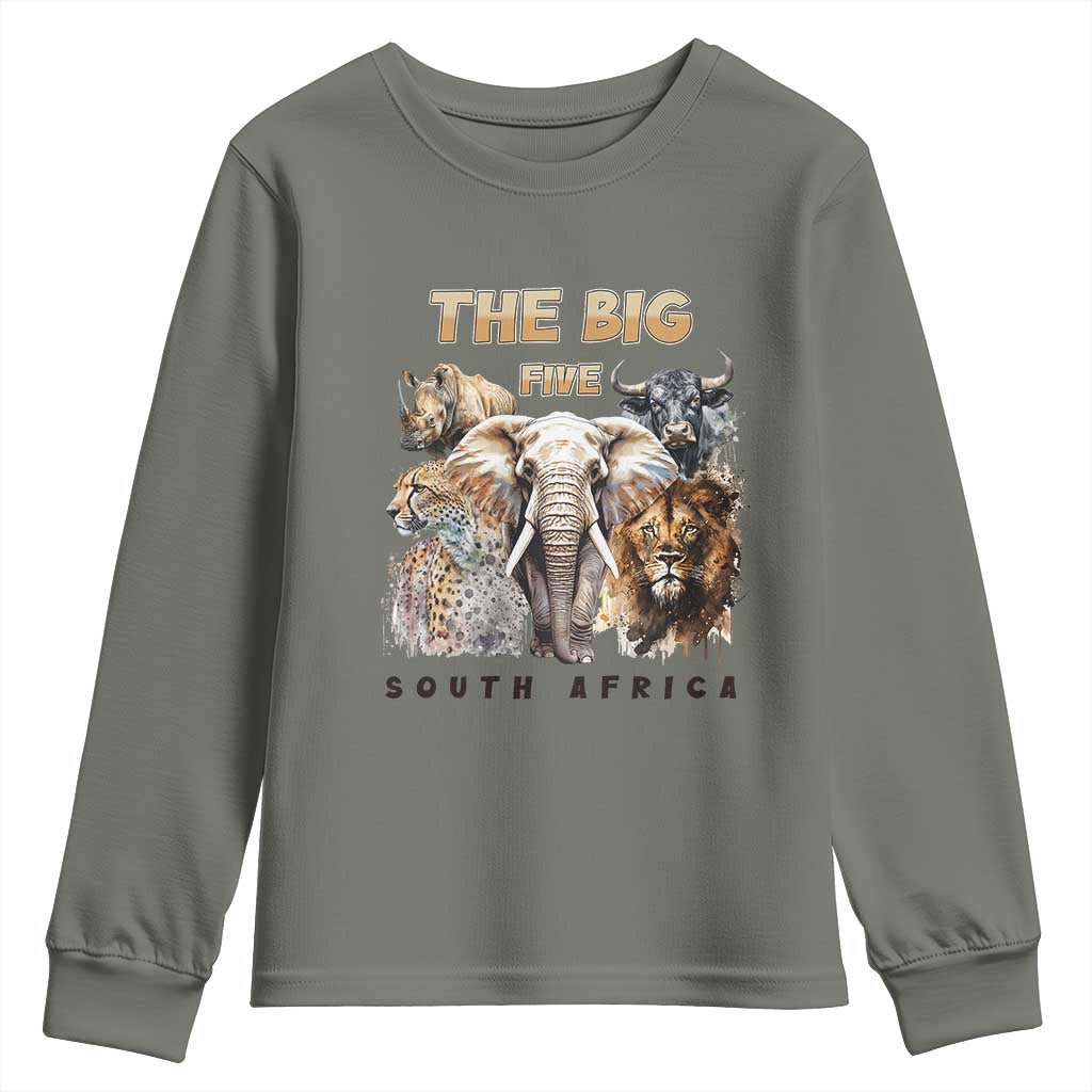 The Big Five South Africa Youth Sweatshirt Elephant Lion Rhino Buffalo Leopard Animals Safari Wildlife