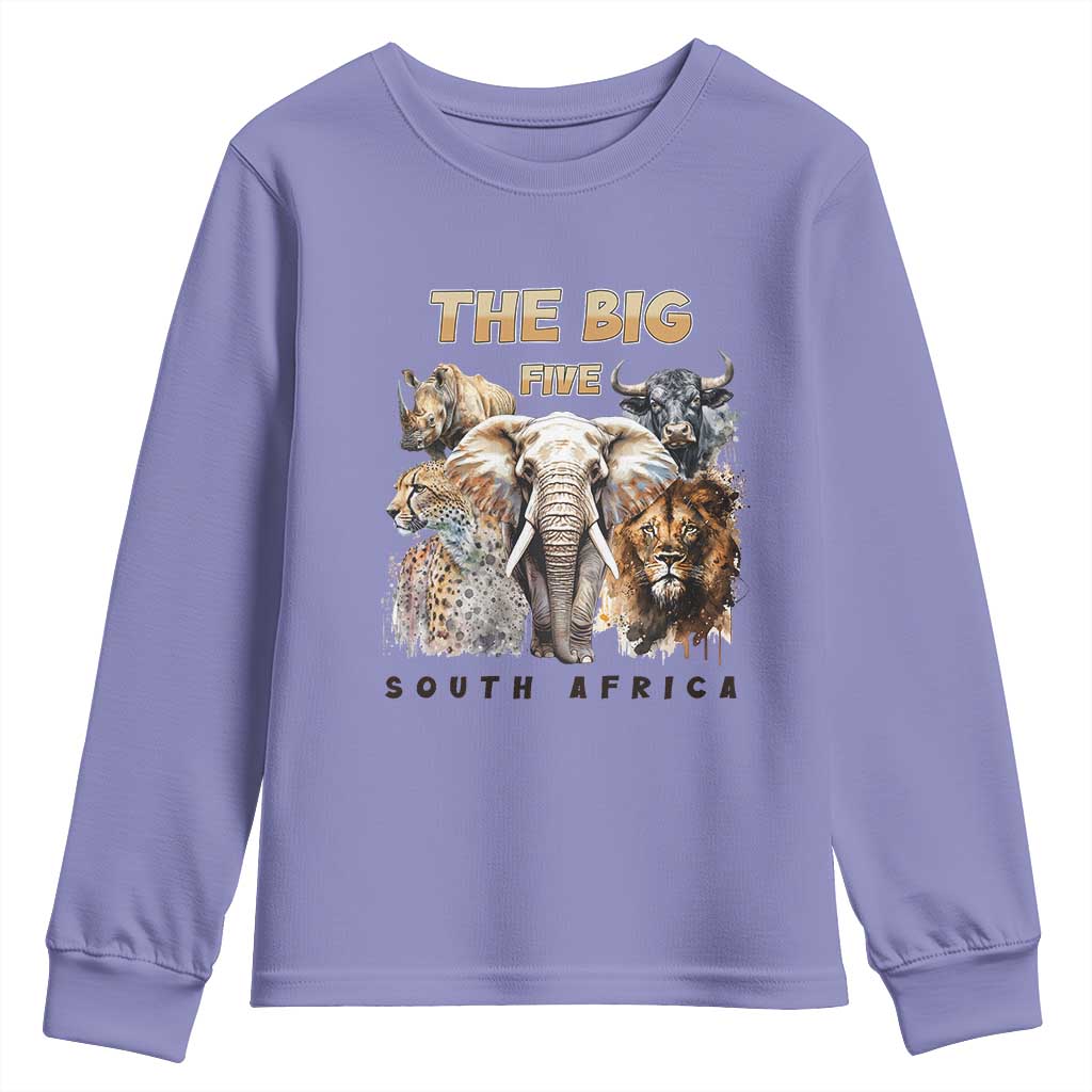 The Big Five South Africa Youth Sweatshirt Elephant Lion Rhino Buffalo Leopard Animals Safari Wildlife