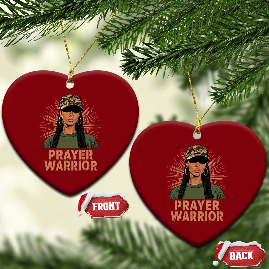 Black Prayer Warrior Ceramic Ornament Jesus God Christian Camo Girl - Wonder Print Shop