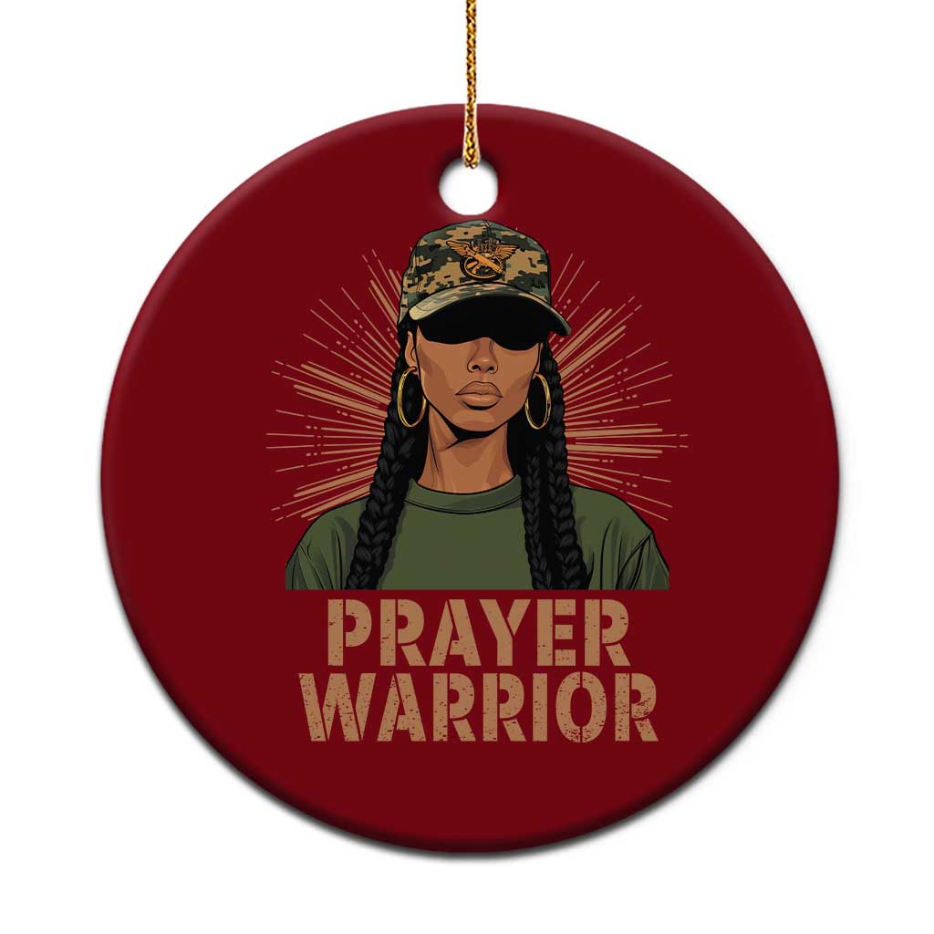 Black Prayer Warrior Ceramic Ornament Jesus God Christian Camo Girl - Wonder Print Shop