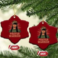Black Prayer Warrior Ceramic Ornament Jesus God Christian Camo Girl - Wonder Print Shop
