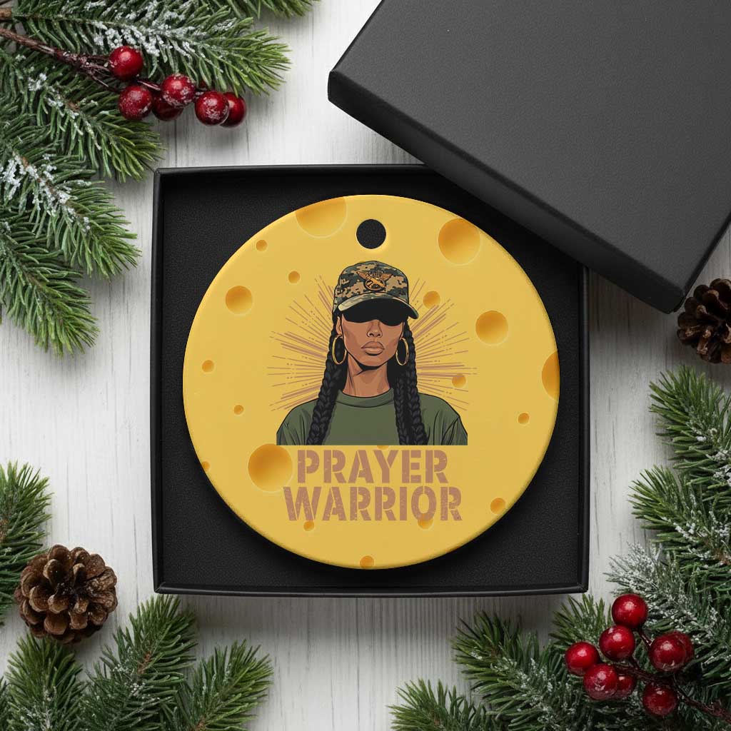 Black Prayer Warrior Ceramic Ornament Jesus God Christian Camo Girl - Wonder Print Shop