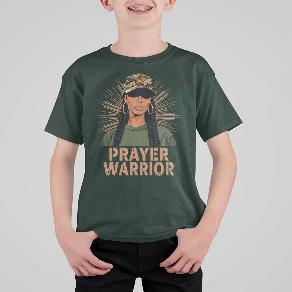 Black Prayer Warrior T Shirt For Kid Jesus God Christian Camo Girl