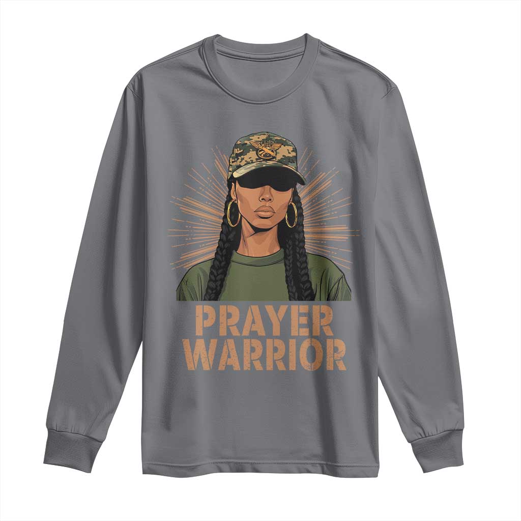 Black Prayer Warrior Long Sleeve Shirt Jesus God Christian Camo Girl