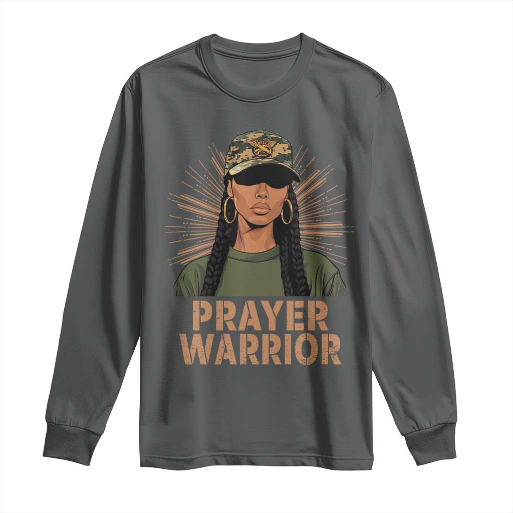 Black Prayer Warrior Long Sleeve Shirt Jesus God Christian Camo Girl