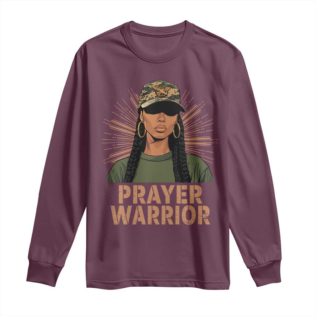 Black Prayer Warrior Long Sleeve Shirt Jesus God Christian Camo Girl