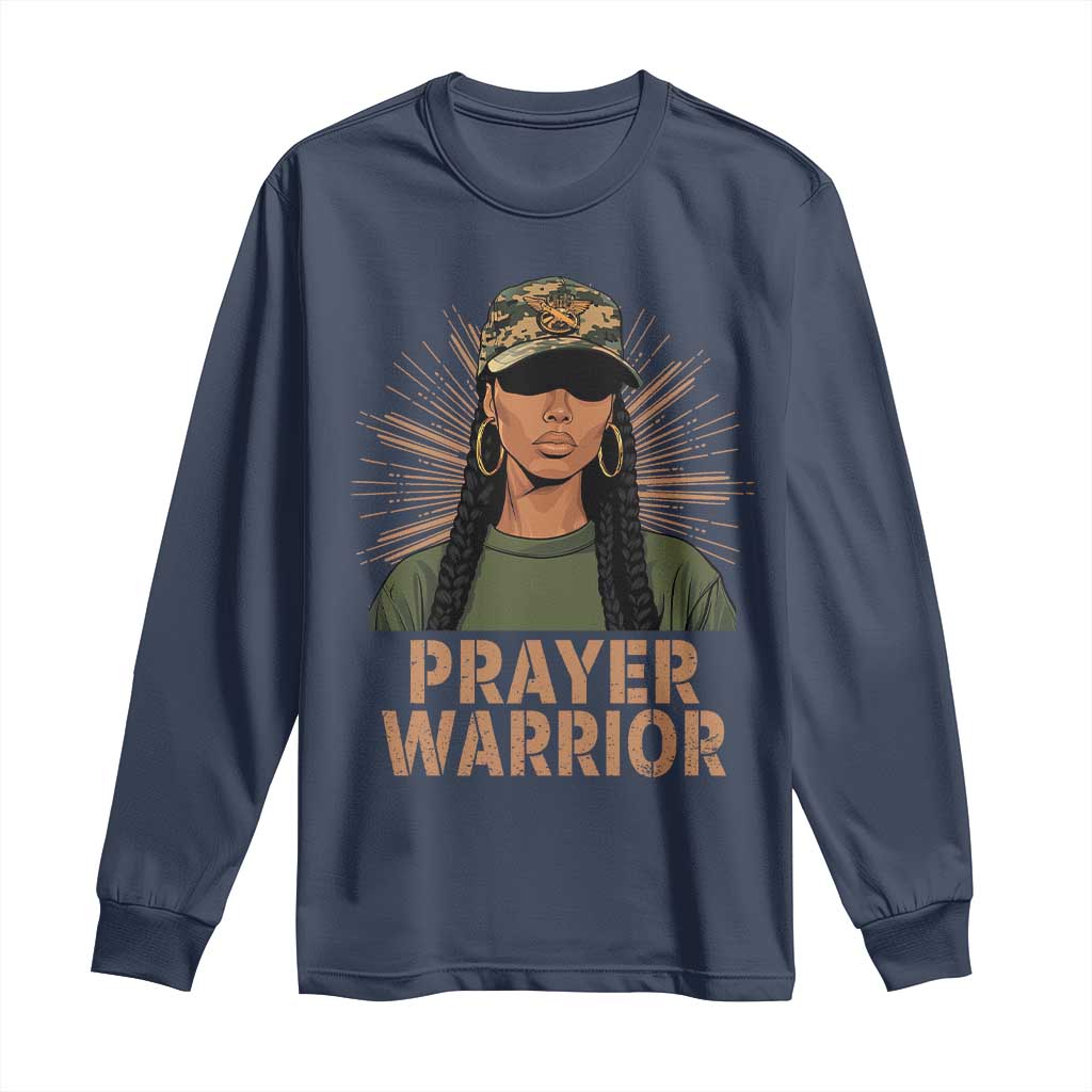Black Prayer Warrior Long Sleeve Shirt Jesus God Christian Camo Girl