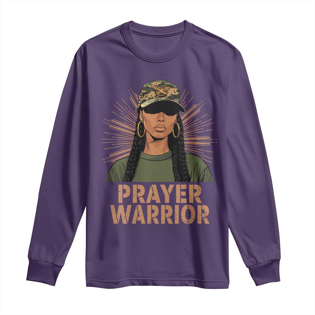 Black Prayer Warrior Long Sleeve Shirt Jesus God Christian Camo Girl