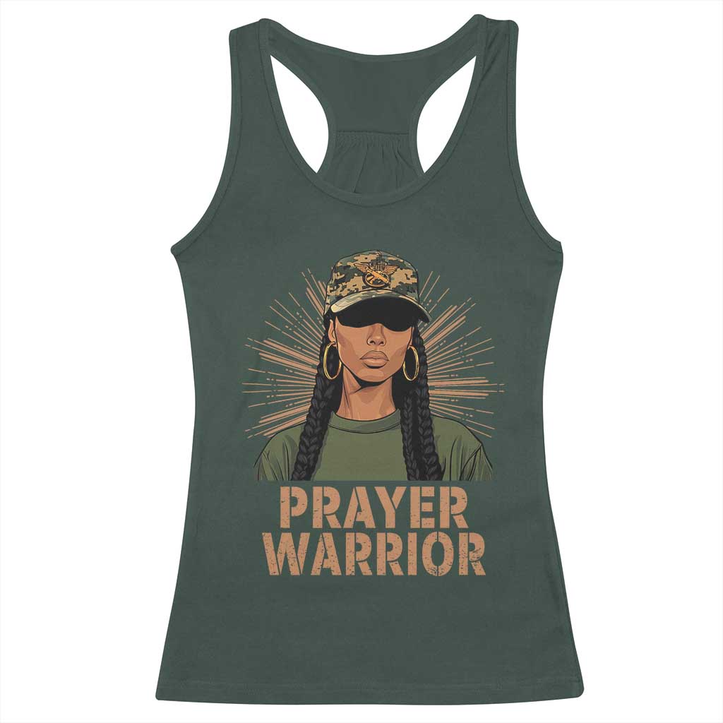 Black Prayer Warrior Racerback Tank Top Jesus God Christian Camo Girl