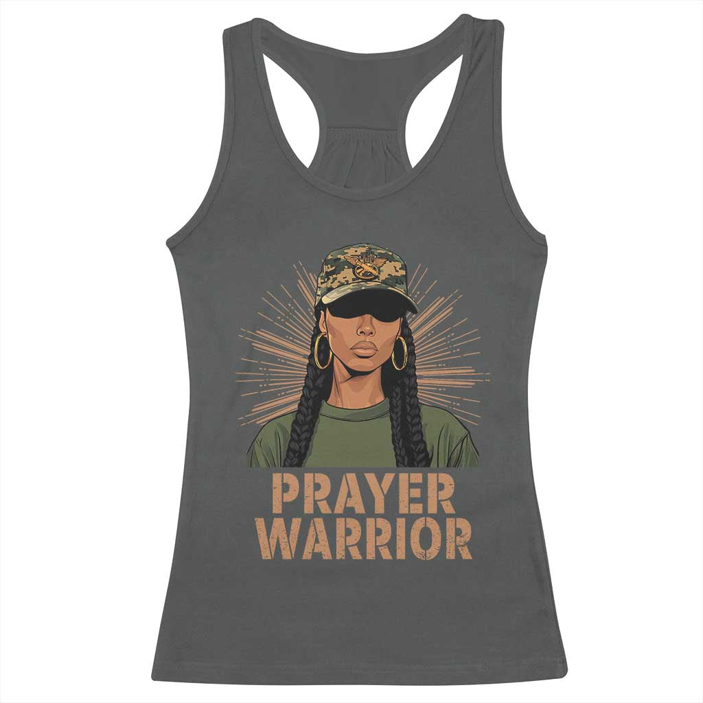 Black Prayer Warrior Racerback Tank Top Jesus God Christian Camo Girl