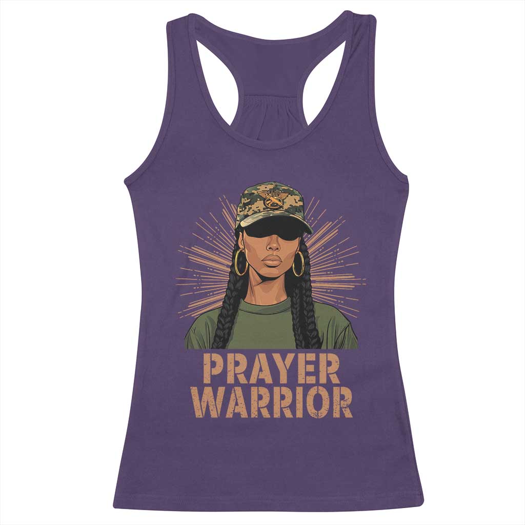 Black Prayer Warrior Racerback Tank Top Jesus God Christian Camo Girl
