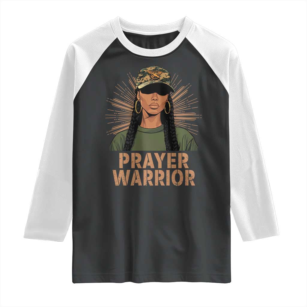 Black Prayer Warrior Raglan Shirt Jesus God Christian Camo Girl