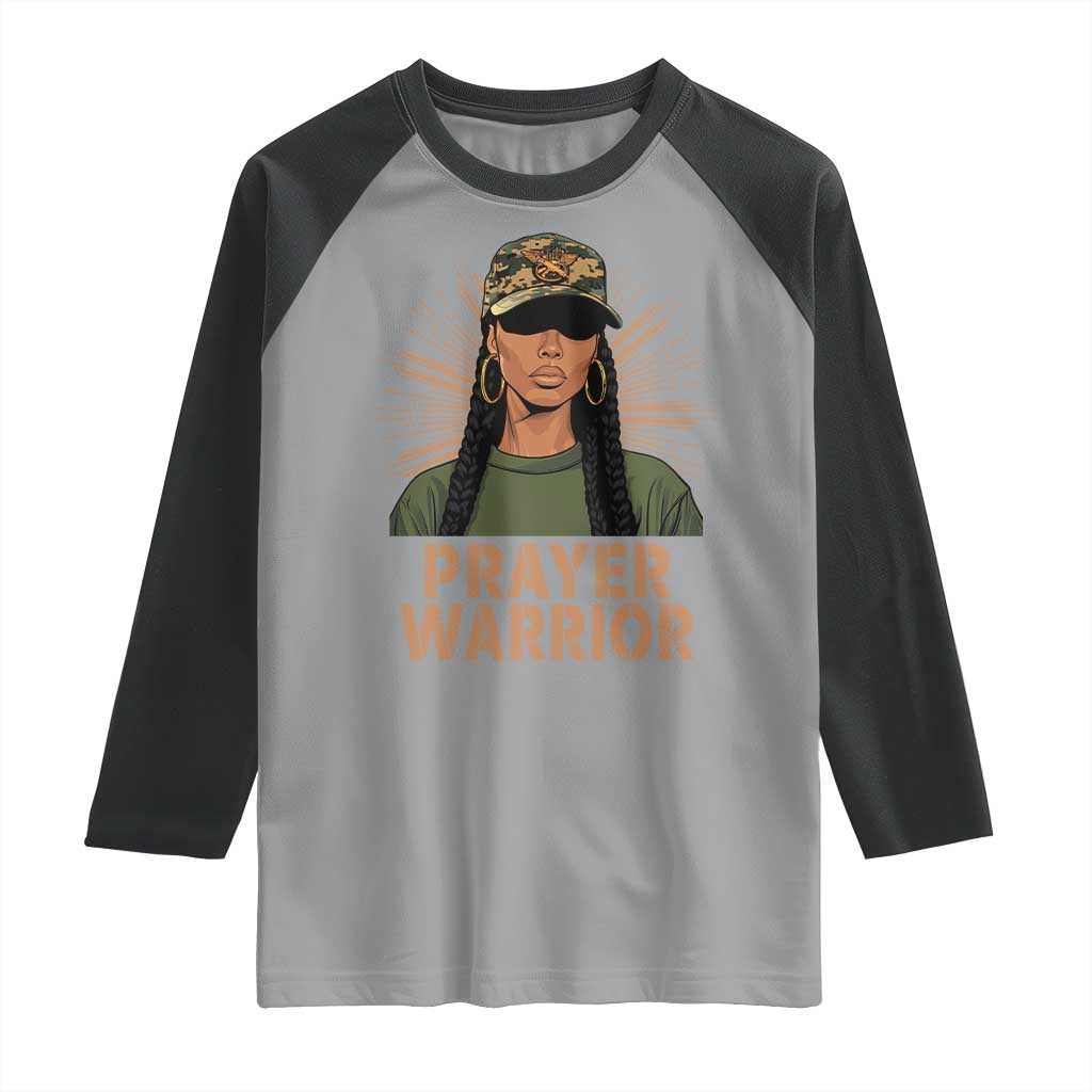 Black Prayer Warrior Raglan Shirt Jesus God Christian Camo Girl