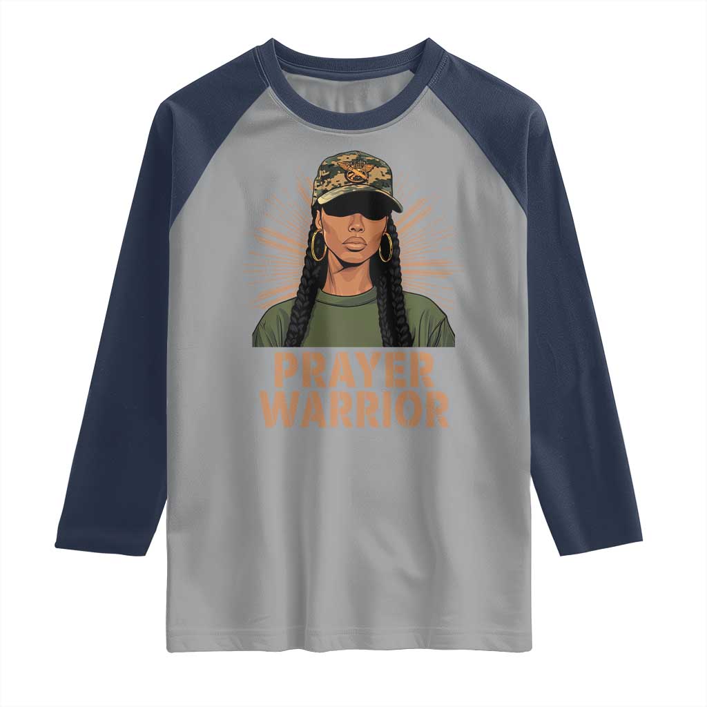 Black Prayer Warrior Raglan Shirt Jesus God Christian Camo Girl