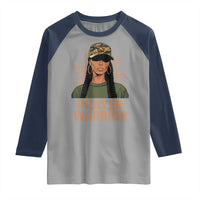 Black Prayer Warrior Raglan Shirt Jesus God Christian Camo Girl