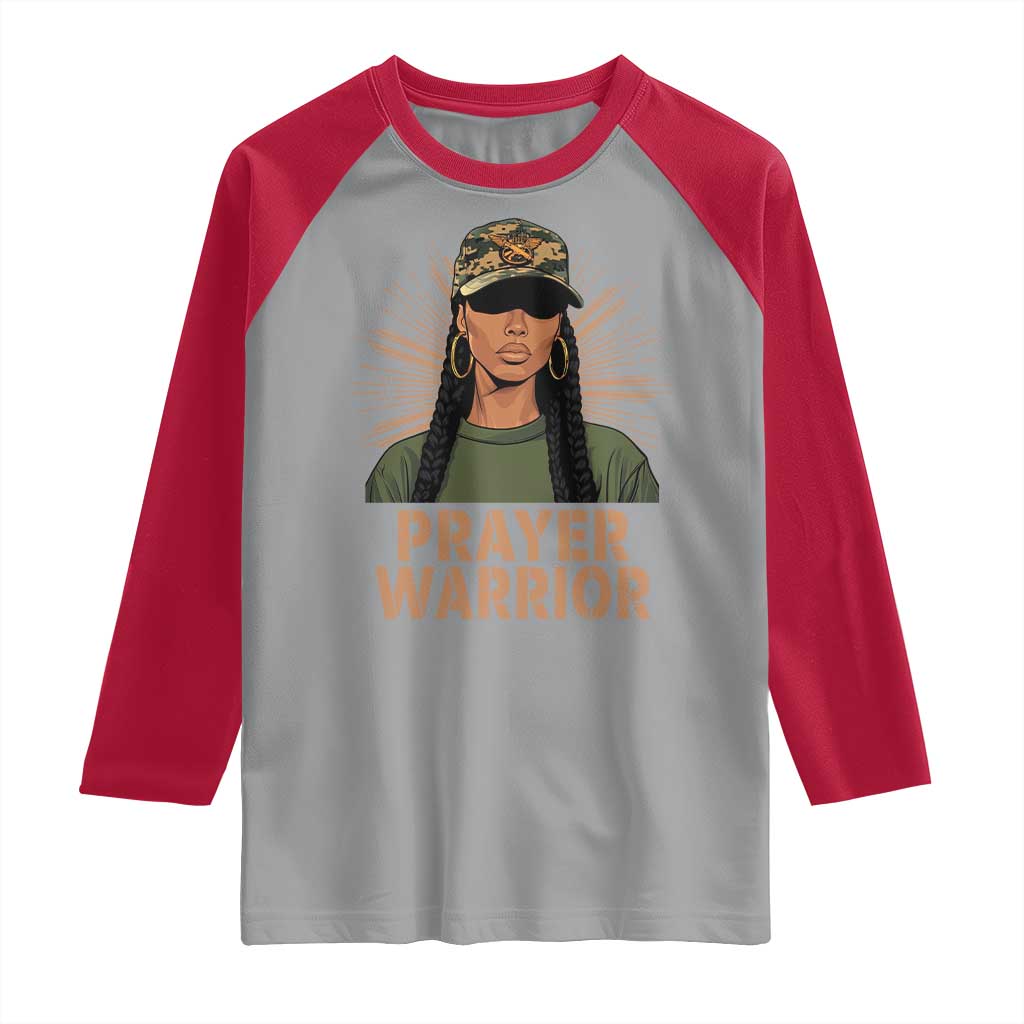 Black Prayer Warrior Raglan Shirt Jesus God Christian Camo Girl