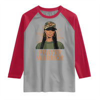 Black Prayer Warrior Raglan Shirt Jesus God Christian Camo Girl