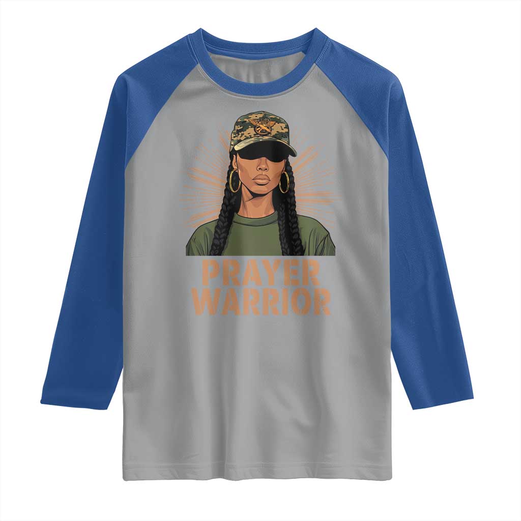 Black Prayer Warrior Raglan Shirt Jesus God Christian Camo Girl