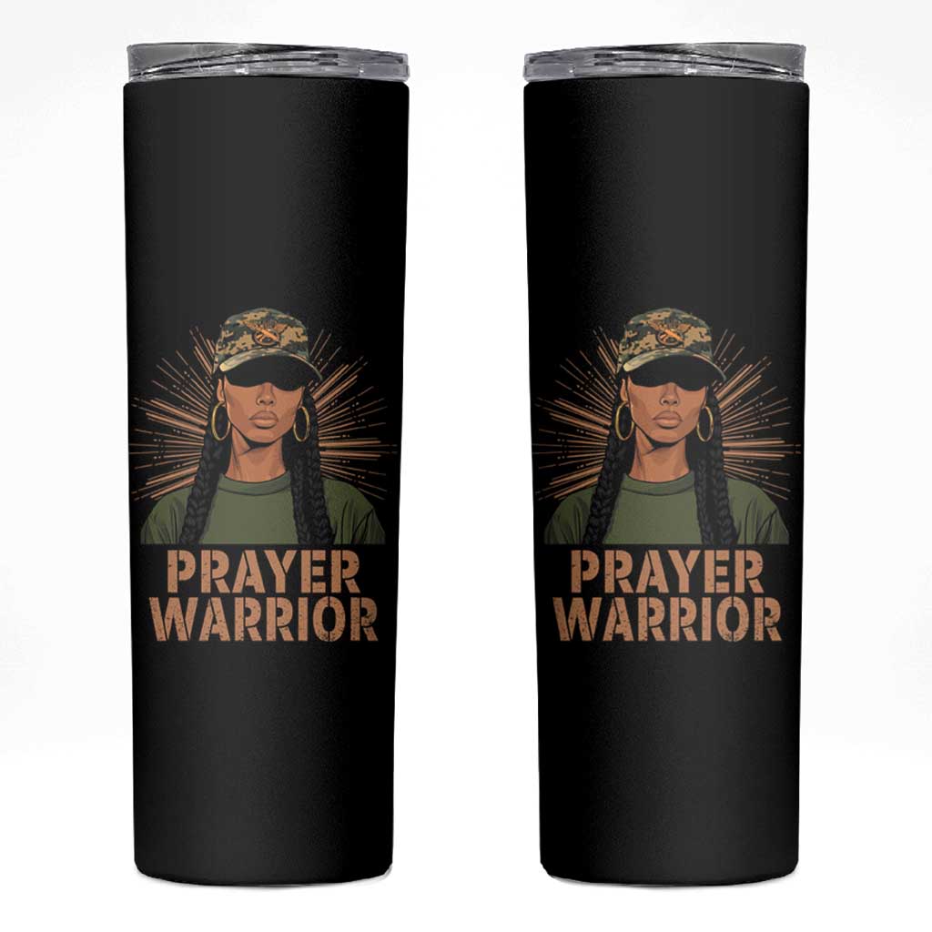 Black Prayer Warrior Skinny Tumbler Jesus God Christian Camo Girl