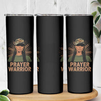 Black Prayer Warrior Skinny Tumbler Jesus God Christian Camo Girl