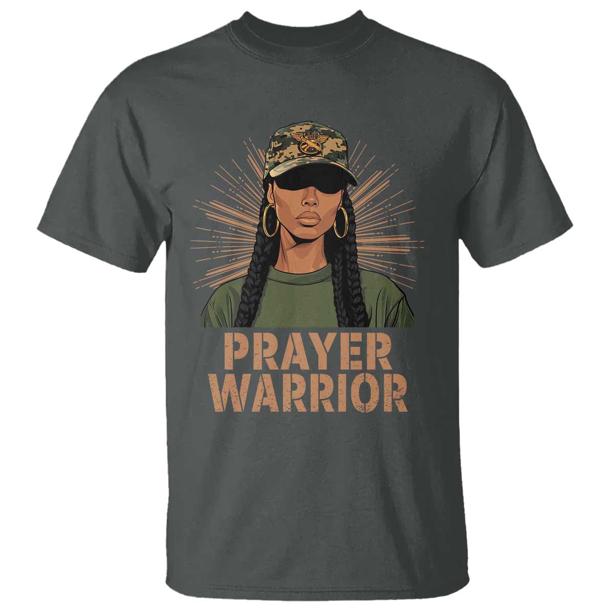 Black Prayer Warrior T Shirt Jesus God Christian Camo Girl