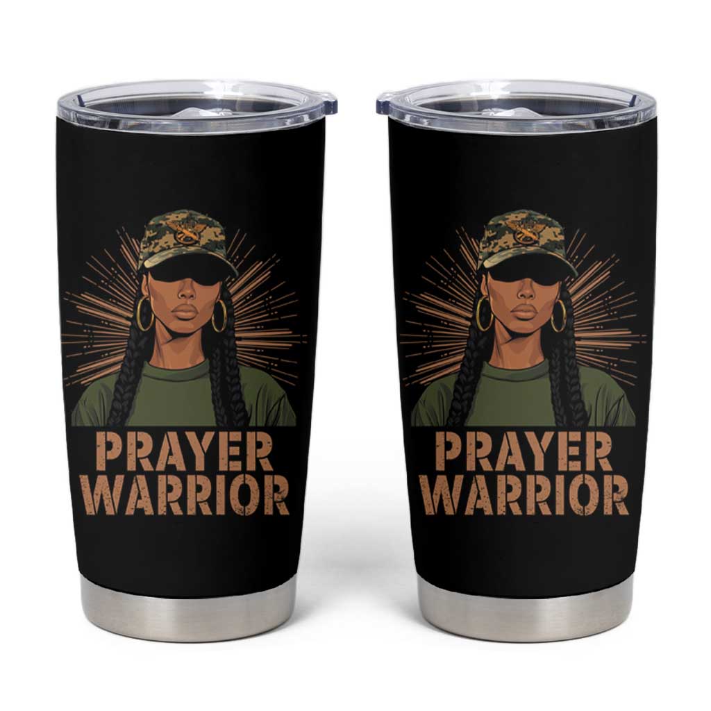 Black Prayer Warrior Tumbler Cup Jesus God Christian Camo Girl