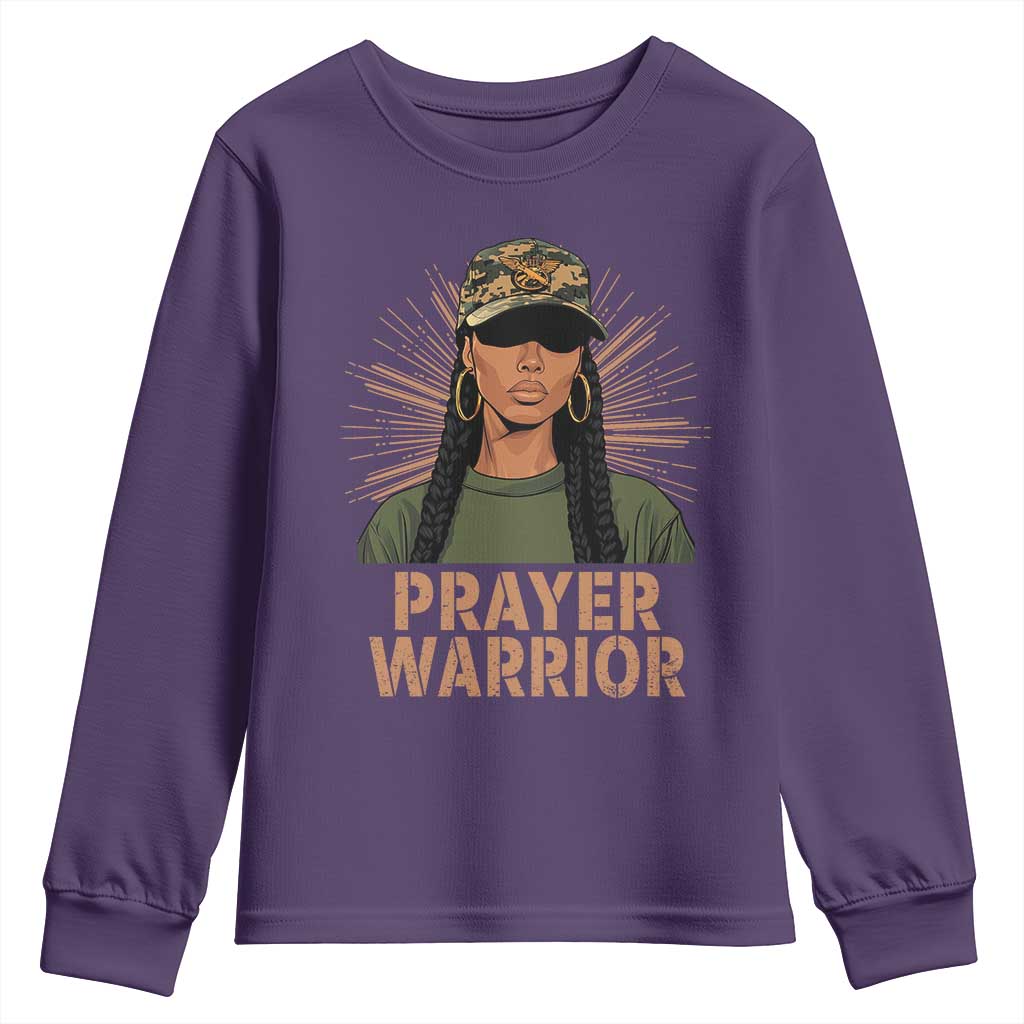 Black Prayer Warrior Youth Sweatshirt Jesus God Christian Camo Girl