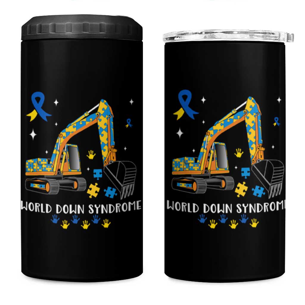 World Down Syndrome Awareness Day Bulldozer 4 in 1 Can Cooler Tumbler