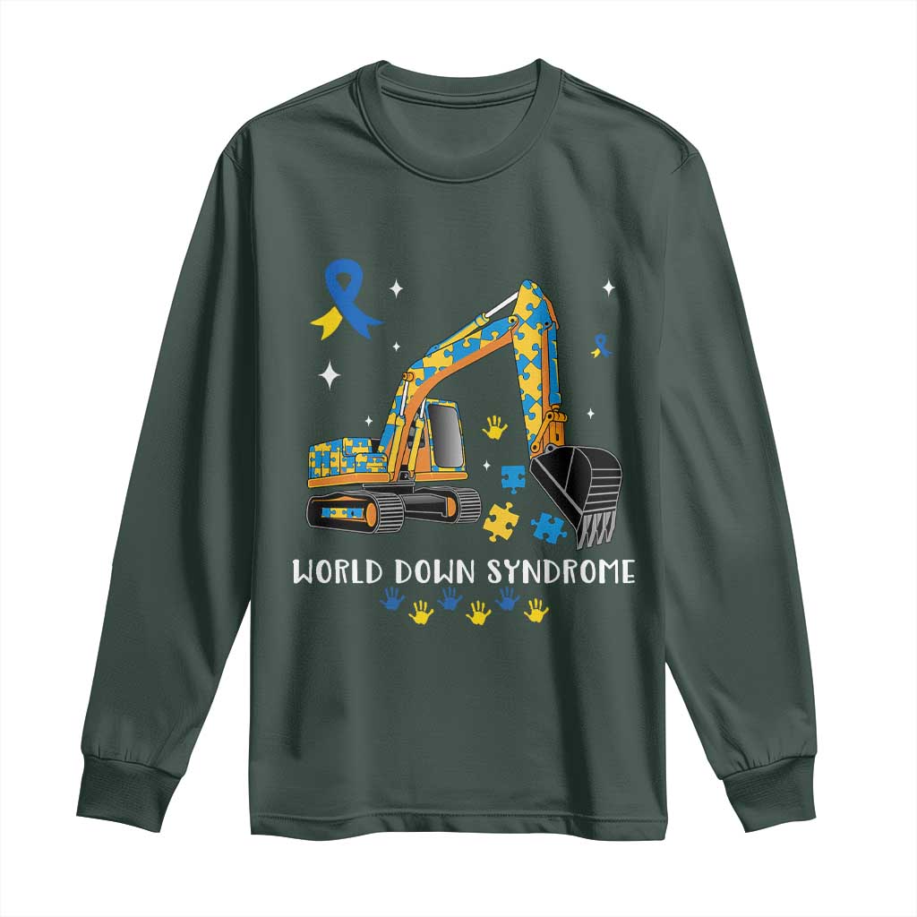 World Down Syndrome Awareness Day Bulldozer Long Sleeve Shirt