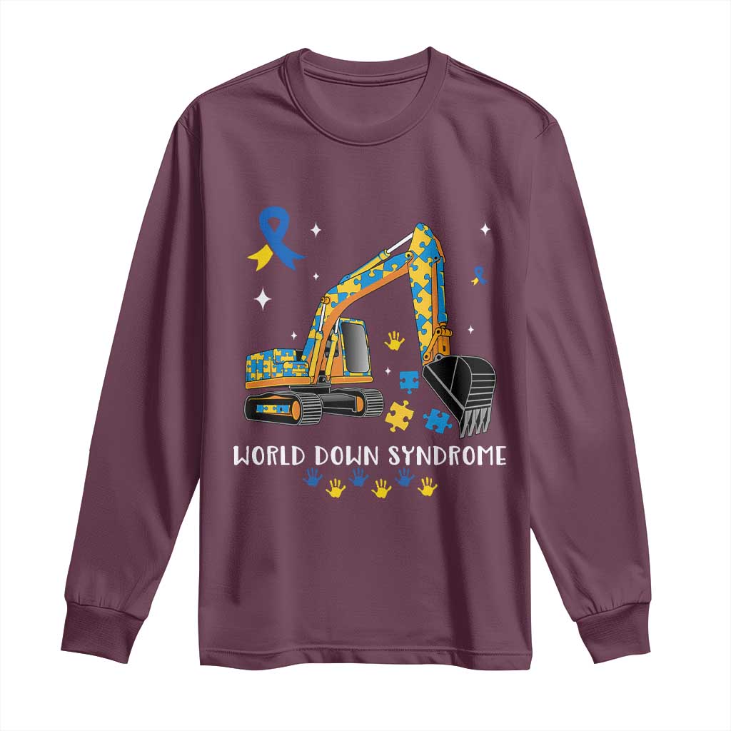 World Down Syndrome Awareness Day Bulldozer Long Sleeve Shirt