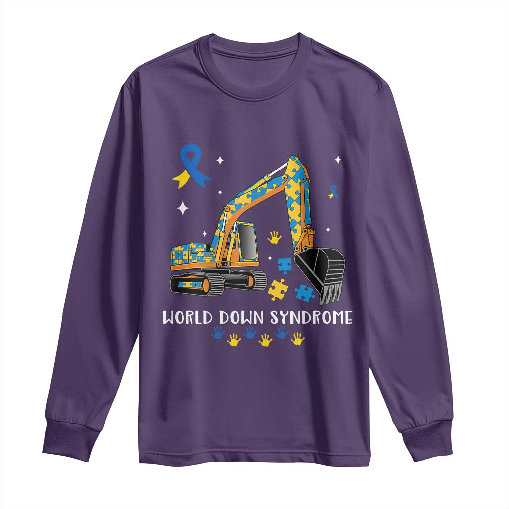 World Down Syndrome Awareness Day Bulldozer Long Sleeve Shirt