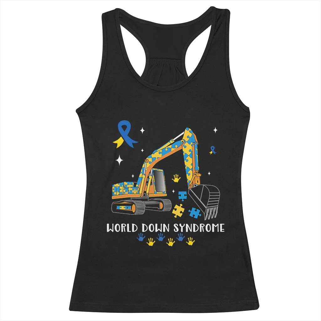World Down Syndrome Awareness Day Bulldozer Racerback Tank Top