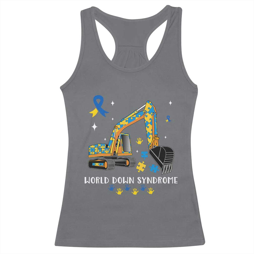 World Down Syndrome Awareness Day Bulldozer Racerback Tank Top