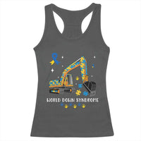 World Down Syndrome Awareness Day Bulldozer Racerback Tank Top