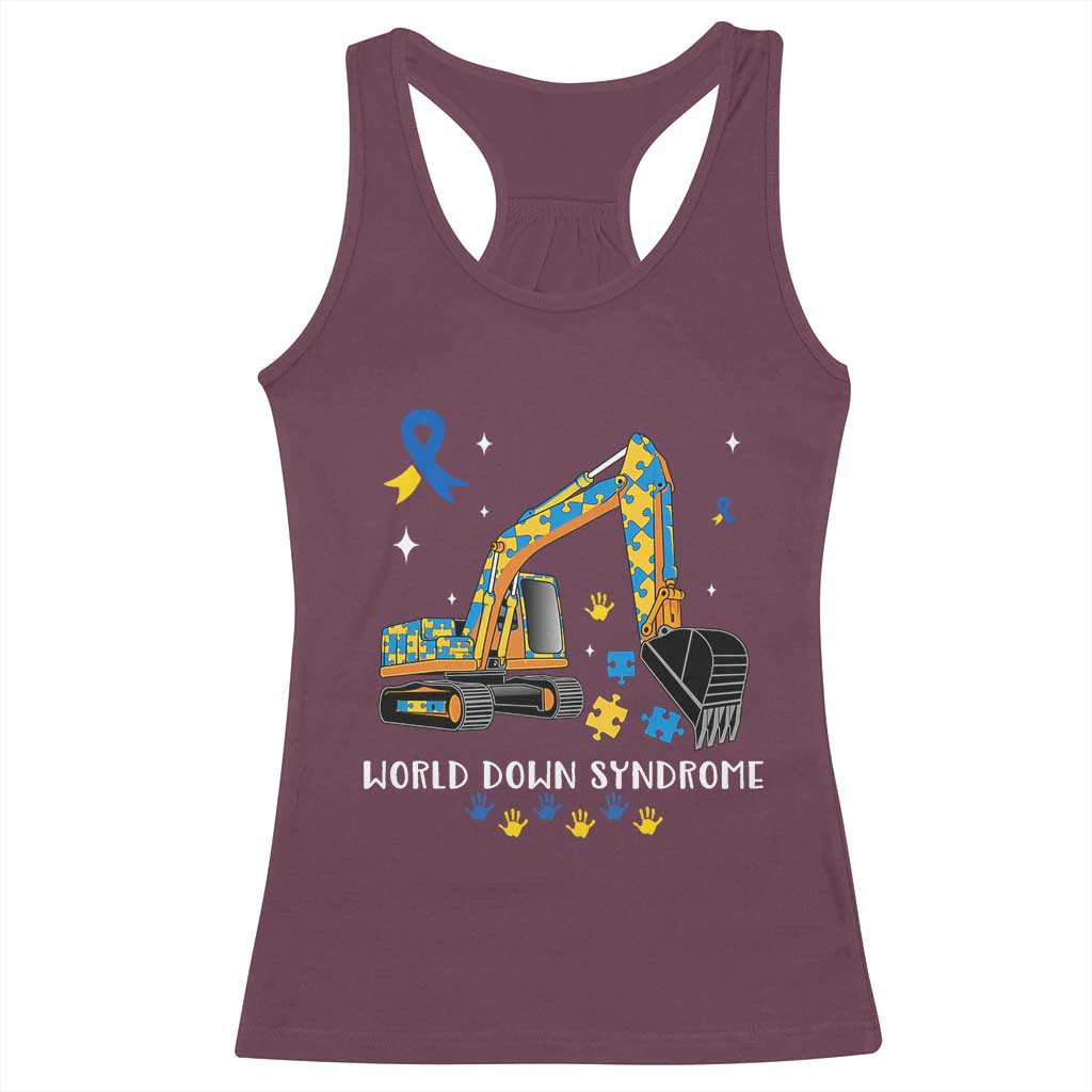 World Down Syndrome Awareness Day Bulldozer Racerback Tank Top