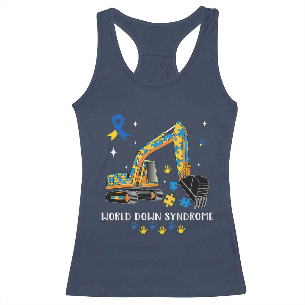 World Down Syndrome Awareness Day Bulldozer Racerback Tank Top