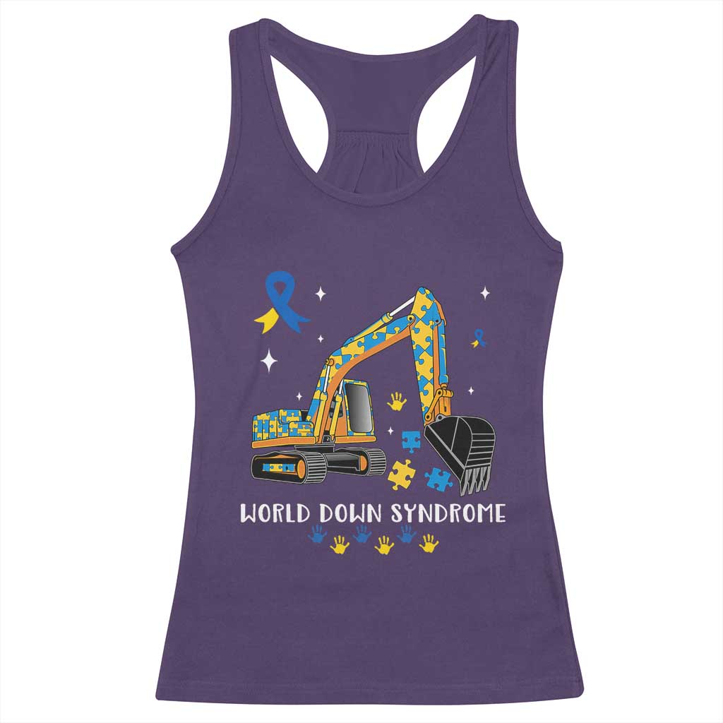World Down Syndrome Awareness Day Bulldozer Racerback Tank Top