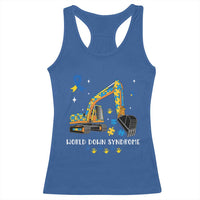 World Down Syndrome Awareness Day Bulldozer Racerback Tank Top
