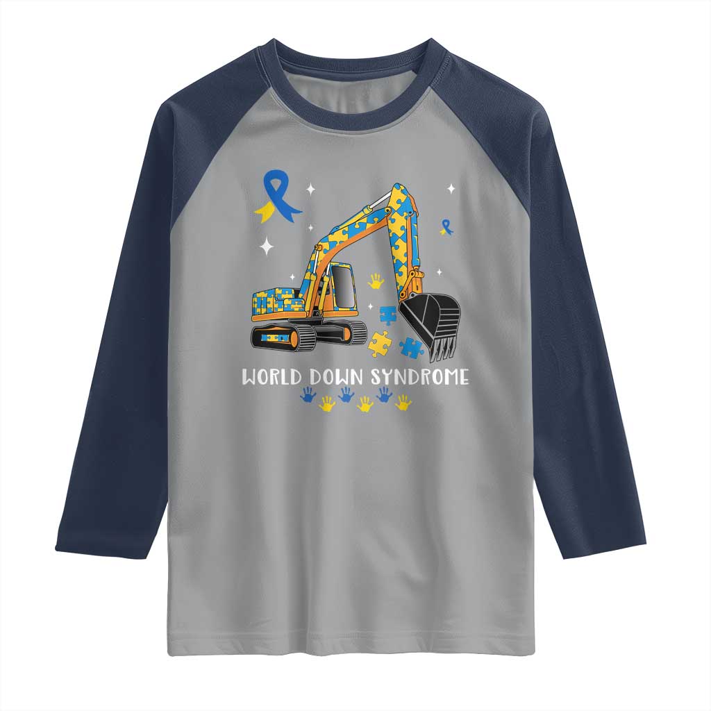 World Down Syndrome Awareness Day Bulldozer Raglan Shirt