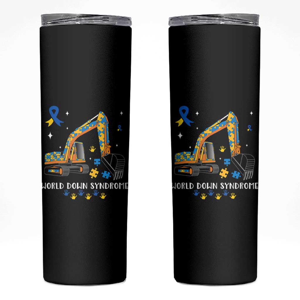 World Down Syndrome Awareness Day Bulldozer Skinny Tumbler