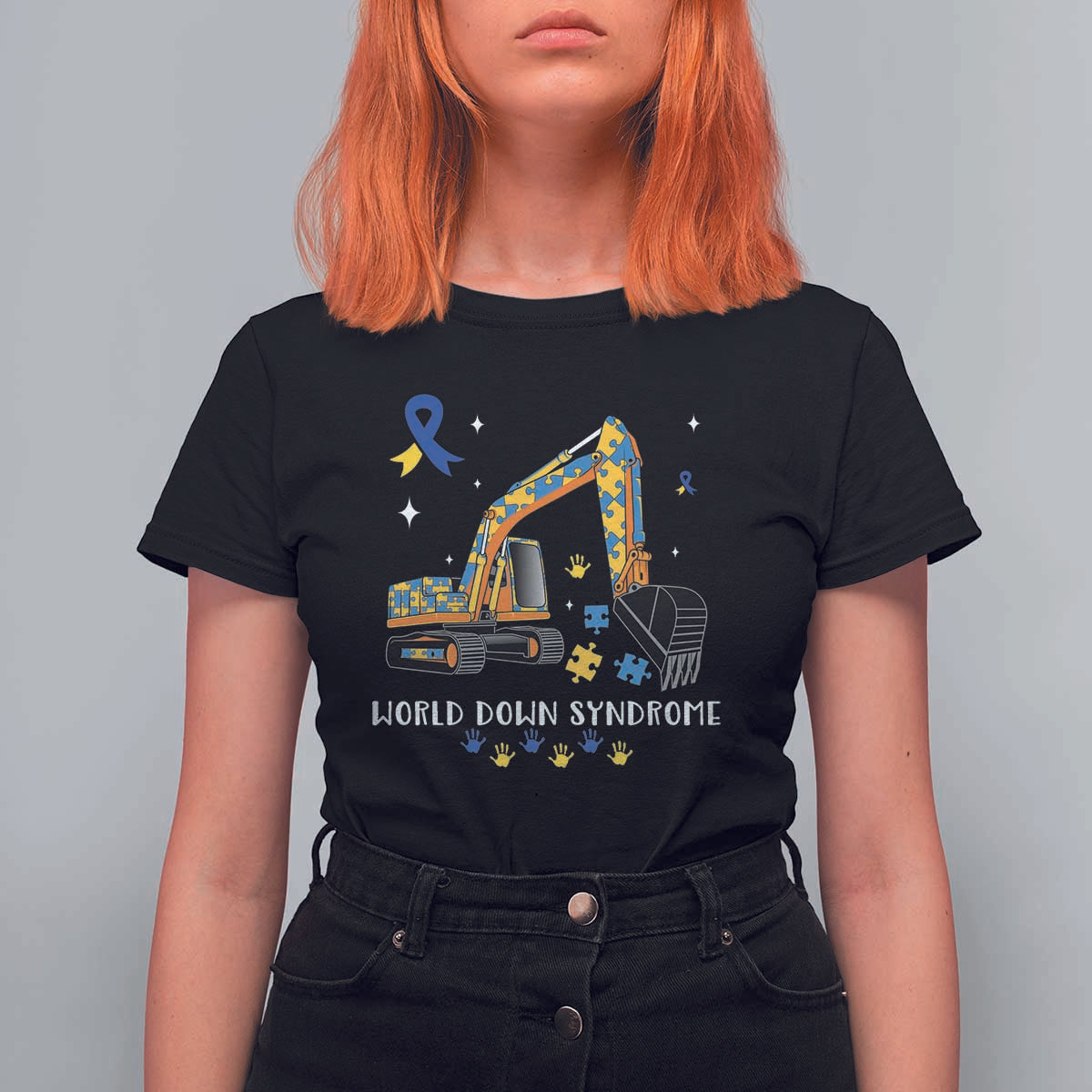 World Down Syndrome Awareness Day Bulldozer T Shirt For Women