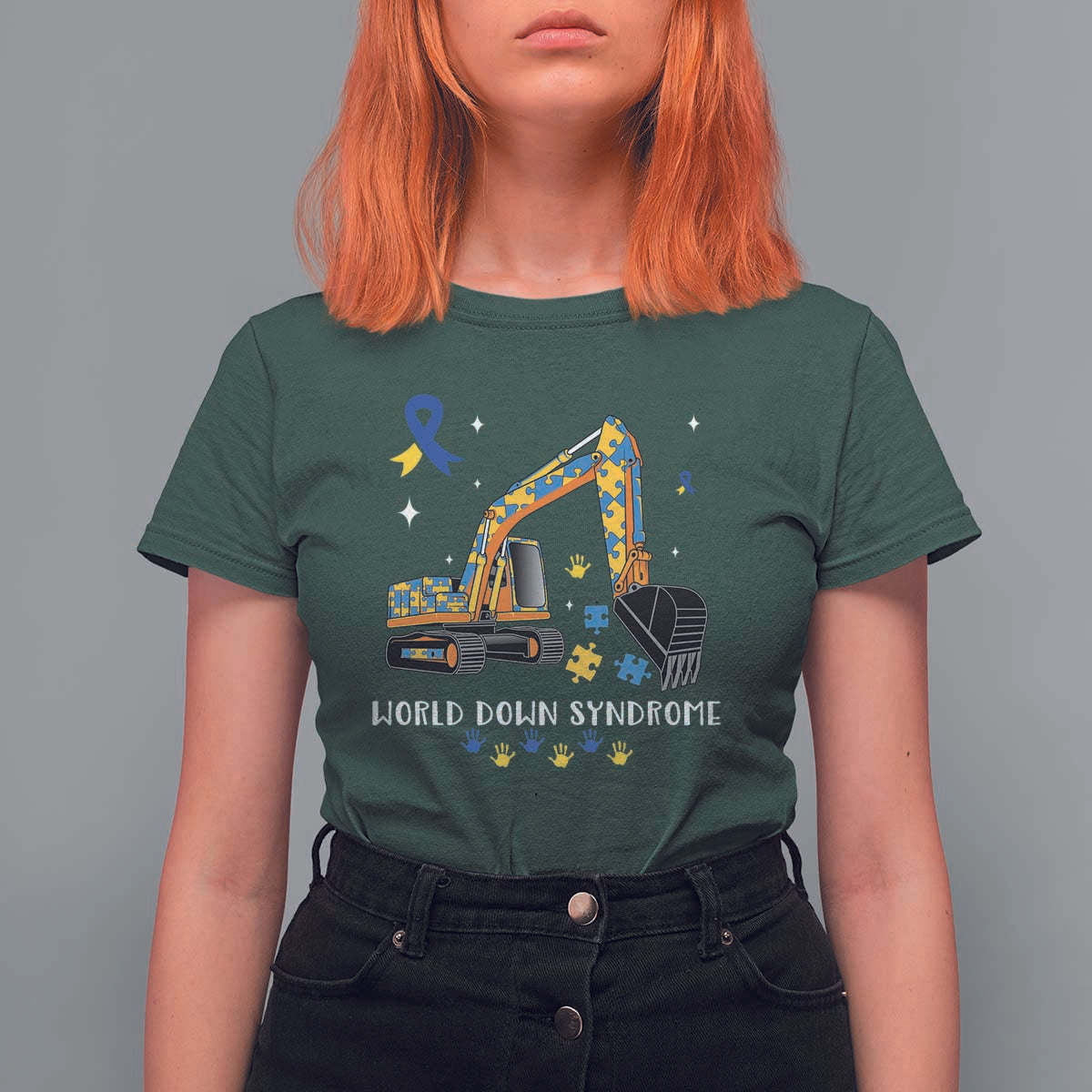 World Down Syndrome Awareness Day Bulldozer T Shirt For Women