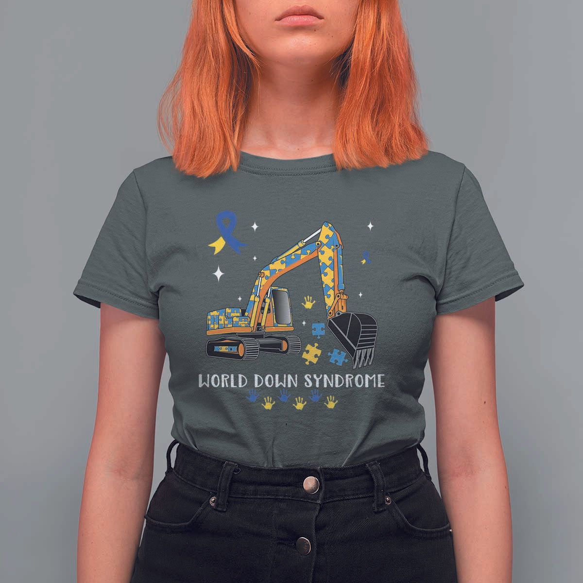 World Down Syndrome Awareness Day Bulldozer T Shirt For Women