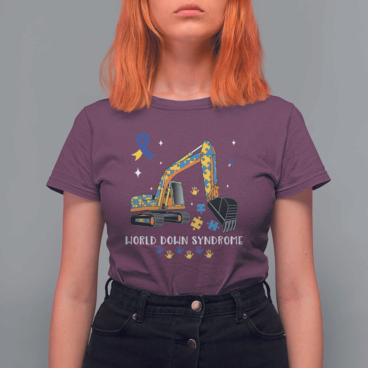 World Down Syndrome Awareness Day Bulldozer T Shirt For Women