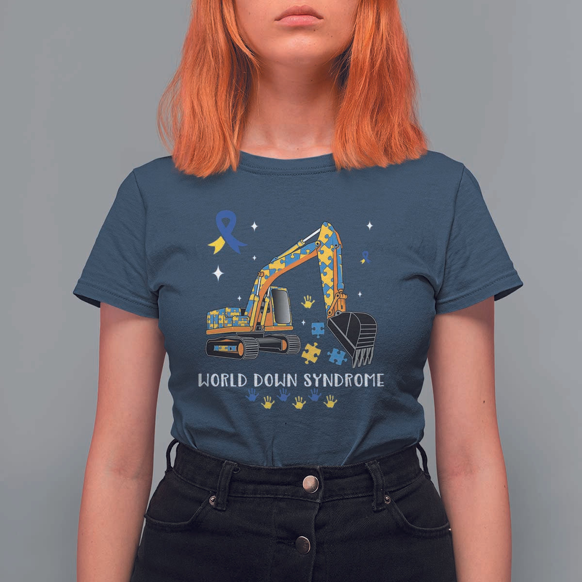 World Down Syndrome Awareness Day Bulldozer T Shirt For Women